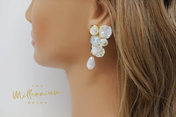 Swarovski Crystal Baroque Faux Mother Of Pearl Crystal Butterfly Drop Earrings, Drop Earrings, Crystal Bridal Earrings, Statement Earrings